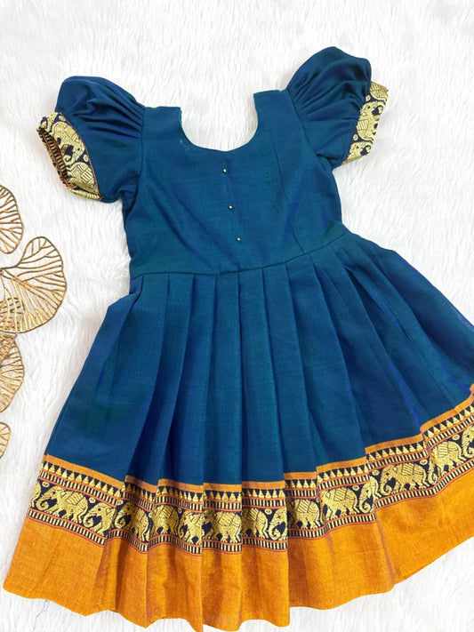 Narayanpet Frock-Peacock Blue!
