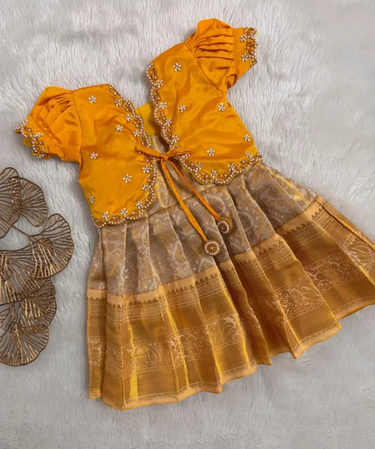 Semi Kanchi Silk Overcoat Set