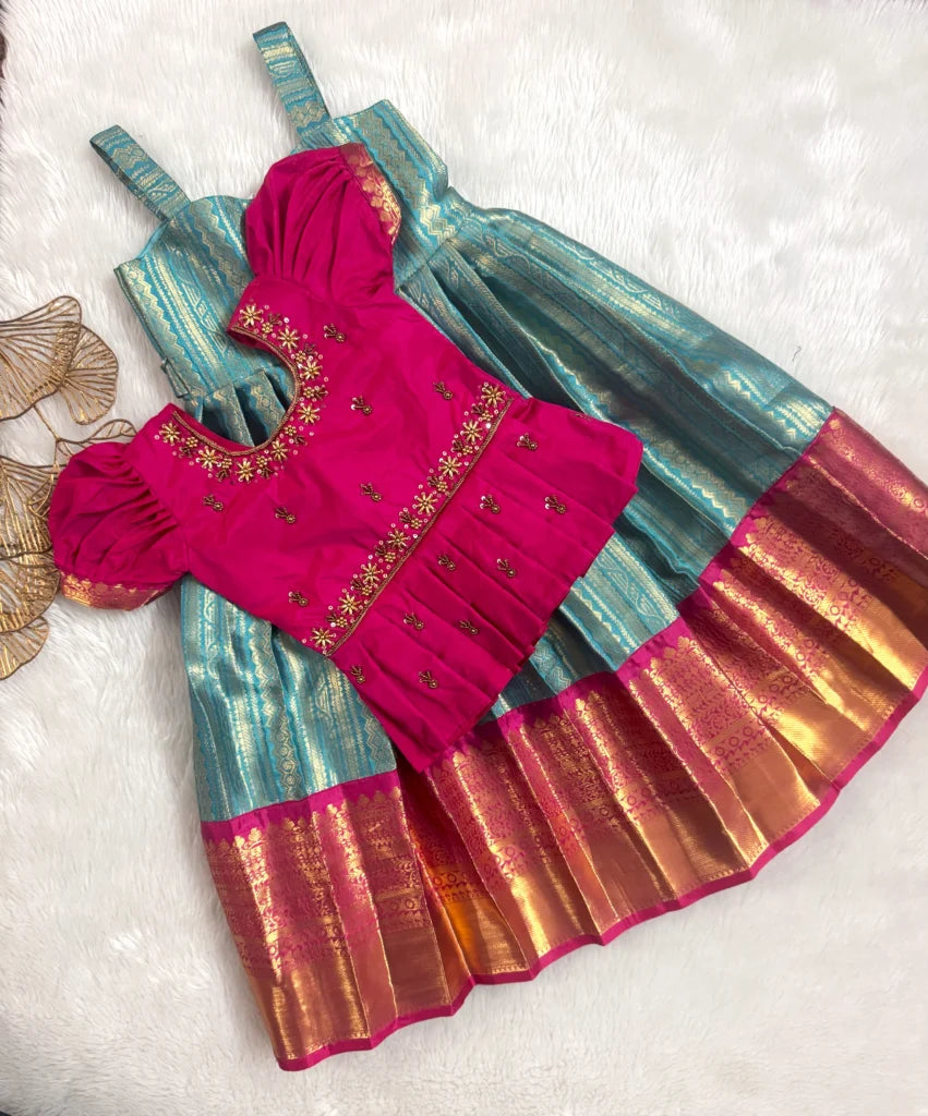 Elegant Traditional Kids Pattu Dress