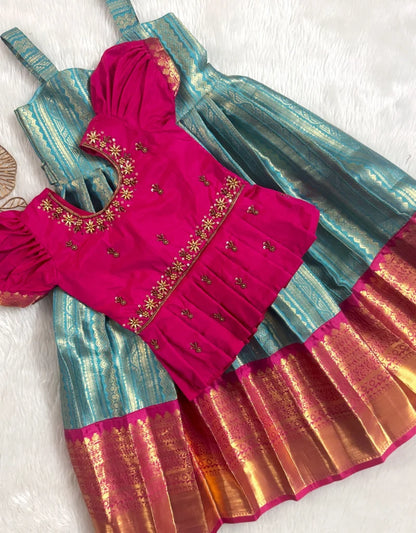 Elegant Traditional Kids Pattu Dress