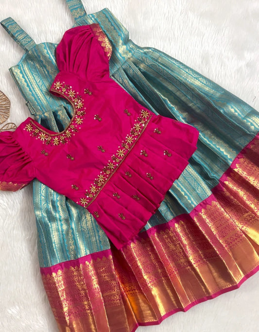 Elegant Traditional Kids Pattu Dress