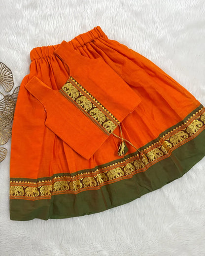 Traditional Orange Pattu Pavadai