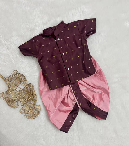 Dhoti Kurta in Maroon and Pink