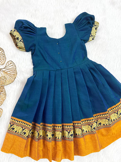 Narayanpet Frock-Peacock Blue!