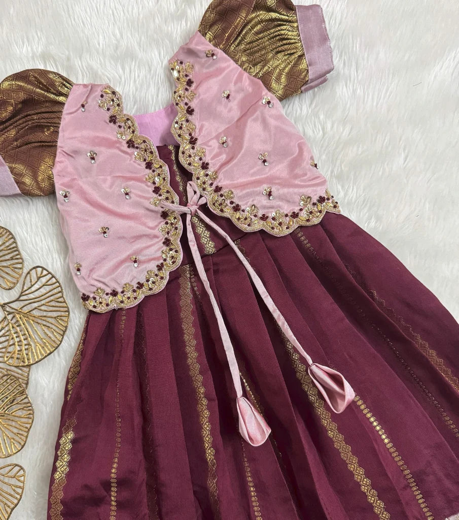 Maroon and Pink frock