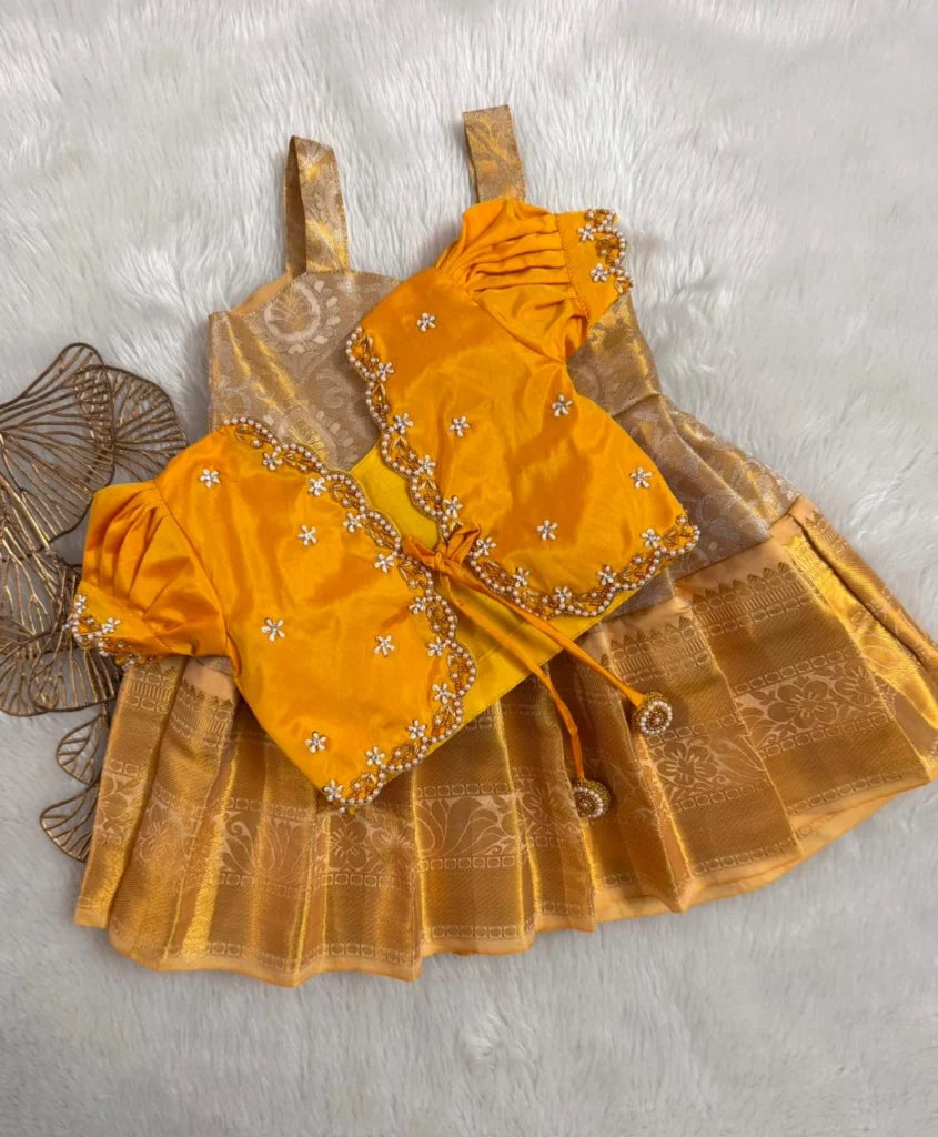 Semi Kanchi Silk Overcoat Set