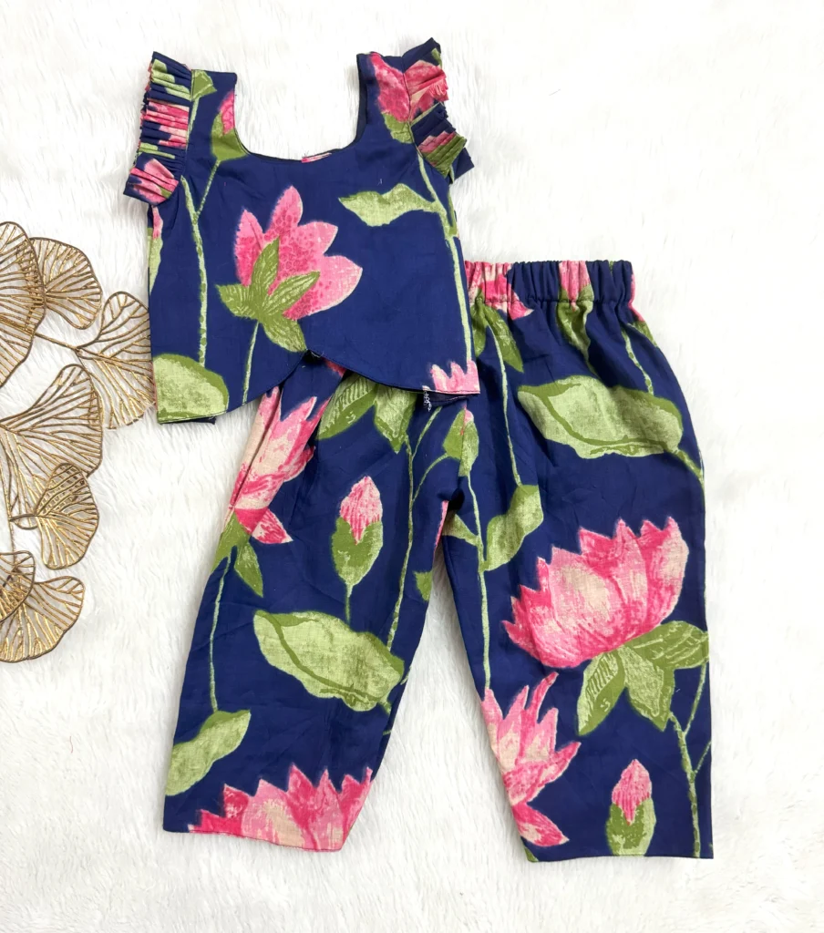 Vibrant Lotus Print Cotton Co-Ord Set