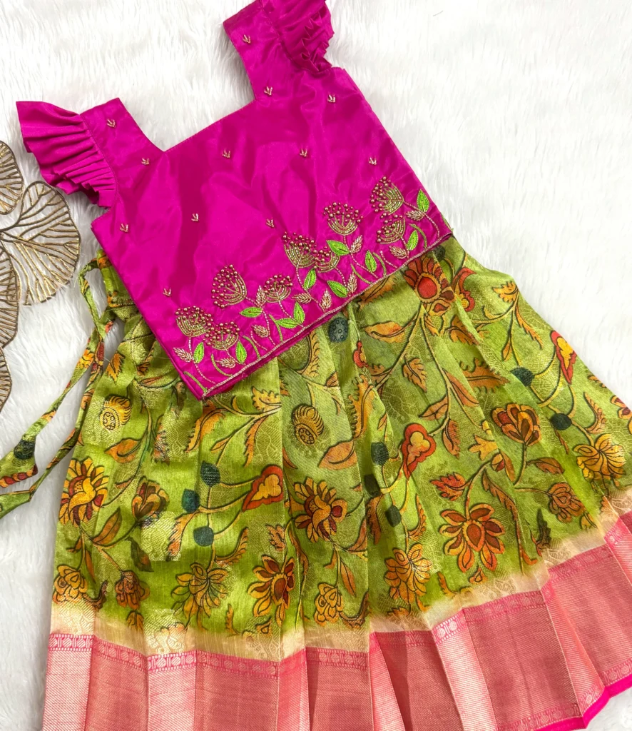 Vibrant Traditional Pattu Pavadai Set - Image 3