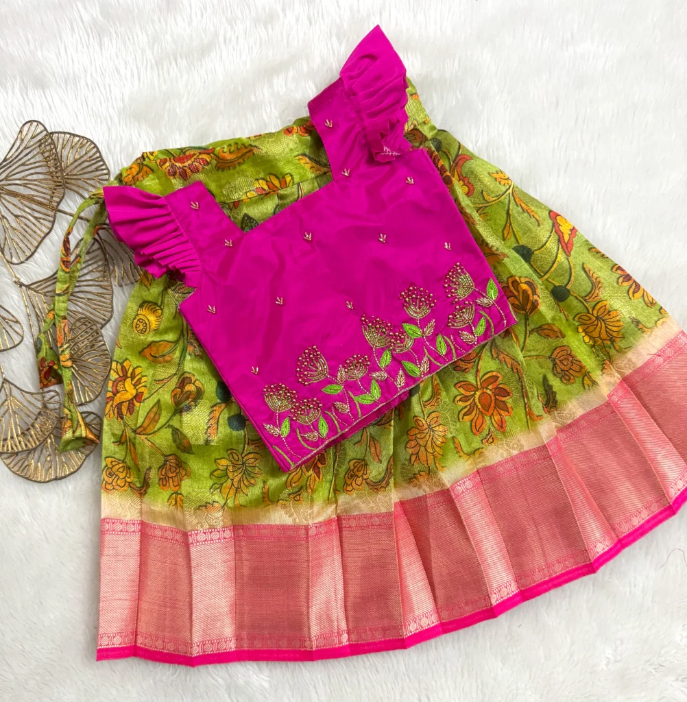 Vibrant Traditional Pattu Pavadai Set - Image 2